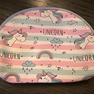 Purse/cosmetic/makeup zipper pouch-Unicorns & Rainbows print/pattern