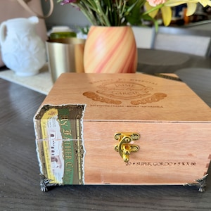 Especial Jewelry Box-Solid Wood, authentic My Father Cigars Reserva (Jamie Garcia) cigar box repurposed/upcycled in to jewelry box