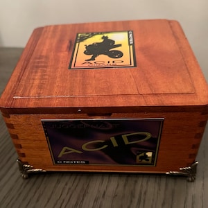 Authentic Drew Estate Acid Cigars Cigar Box repurposed/upcycled Jewelry Box-Solid Wood