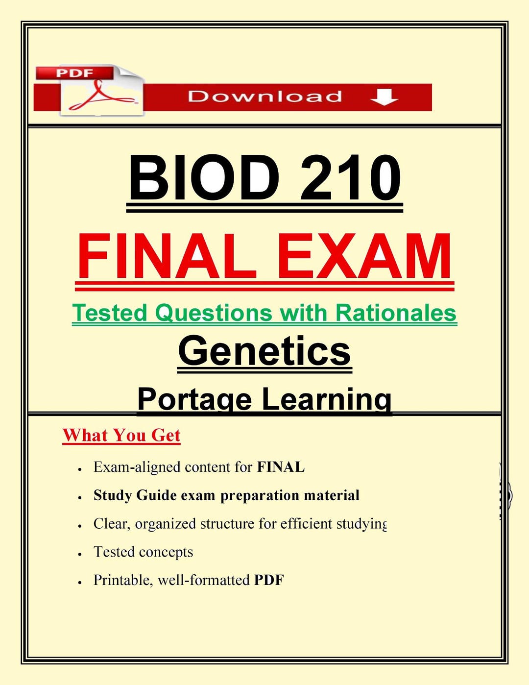 BIOD 210 Genetics Final Exam (2026) Practice Questions and Answers ...