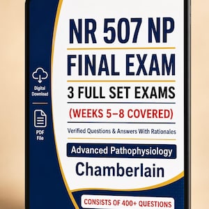 NR 507 NP Final Exam Prep, 2026 Advanced Pathophysiology Practice Questions with Answers and Rationales, Chamberlain PDF Guide