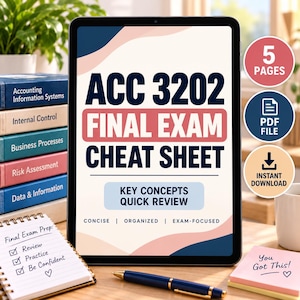 ACC 3202 Final Exam Cheat Sheet 2026 | Accounting Information Systems Study Notes (PDF)