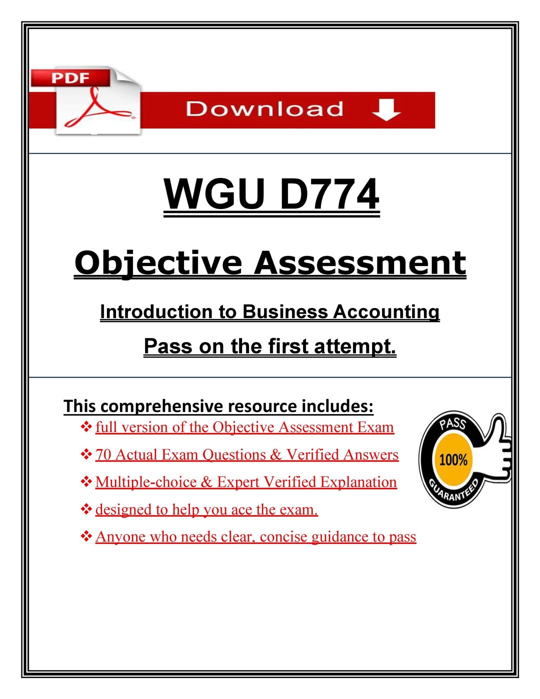 WGU D774 OA Exam (2026) – Intro to Business Accounting | 70 Questions ...
