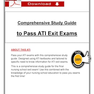 ATI Exit Exam Study Guide (PDF) | Comprehensive RN Review | Nursing School Prep