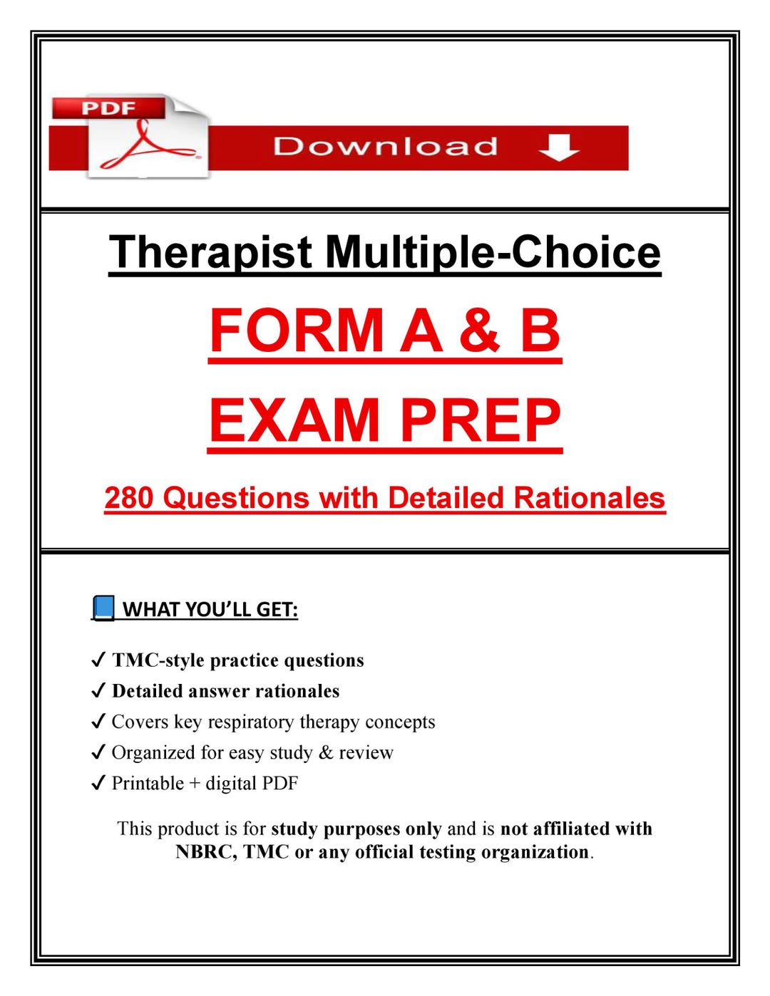 NBRC TMC Form A & B Study Practice , Respiratory Therapy Questions ...