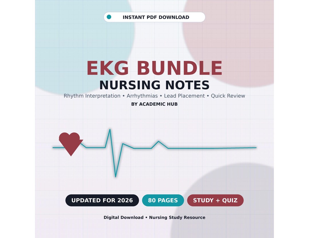 EKG Bundle Nursing Notes PDF 2026 | Rhythm Interpretation, Arrhythmias ...
