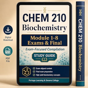 Portage CHEM 210 Module 1-8 Exams and Final Review (2026) Biochemistry Practice Questions & Answers (Digital Download)