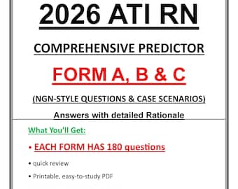 Predictor integral ATI RN 2026 (PDF) / Preguntas de práctica para los formularios A, B y C / Enfermería NGN