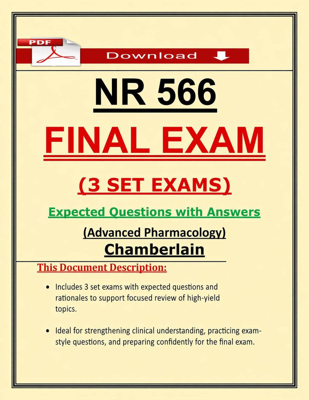 Chamberlain NR 566 Final Exam Prep 2026 | Pharmacology Study Guide ...
