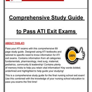 ATI Exit Exam Study Guide (PDF) | Comprehensive RN Review | Nursing School Prep