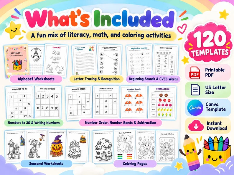 Alphabet Coloring Worksheets for Kids | Preschool ABC Coloring & Early ...