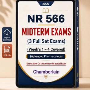 NR 566 Przygotowanie do egzaminu śródokresowego, tygodnie 1–4, pytania praktyczne z zaawansowanej farmakologii, przewodnik Chamberlain (do pobrania w formacie PDF)