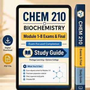 CHEM 210 Module 1-8 Exams and Final (2026) Biochemistry Portage Practice Questions & Answers (Digital Download)