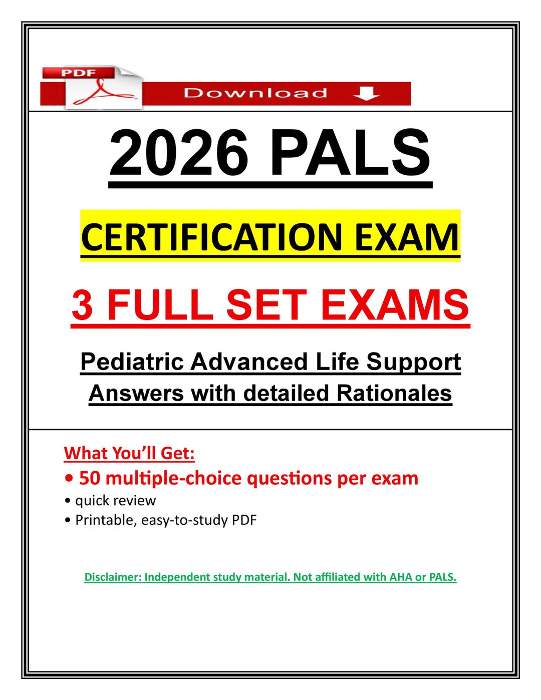 PALS Mock Exam 2026 | Pediatric ALS Certification Prep | AHA Study ...