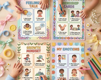 SEL Social Emotional Learning Conversation Cards | Kids Feelings Talk Worksheets | Classroom Printable PDF Digital Download