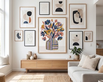 Abstract Floral Print | Modern Botanical Wall Art | Wildflower Bouquet Digital Download | Living Room Decor