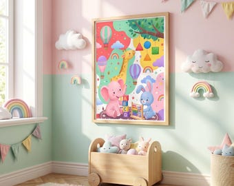 Nursery Wall Art Cute Animal Prints Baby Room Decor Printable Digital Download