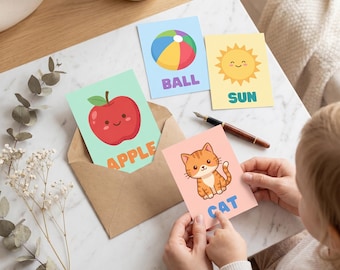 Toddler First Words Flashcards | Montessori Printable Cards for Babies 0-3 | Pastel Baby Learning | Digital Download