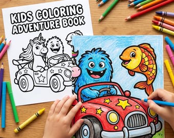 Kids Coloring Book for Ages 4-8 | Fun Animals & Fantasy Creatures | Printable Activity Pages | Digital Download