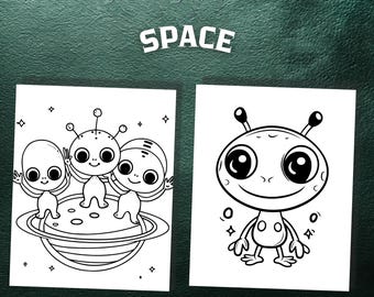 Space Digital Coloring Pages for Kids – Printable Coloring Book, PDF Download