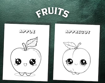 Dibujos de frutas para colorear para niños: libro imprimible para colorear (PDF)