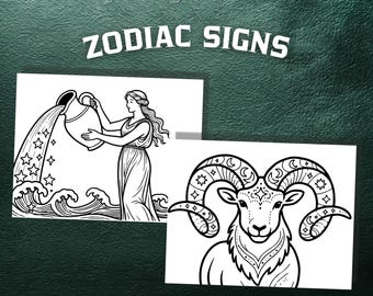 Zodiac Coloring Pages – 12 Horoscope Signs Printable for Kids & Adults, PDF Download