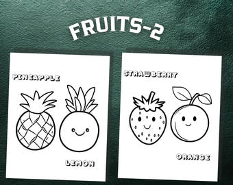 Páginas para colorear de frutas para niños pequeños: hojas fáciles para colorear, PDF imprimible