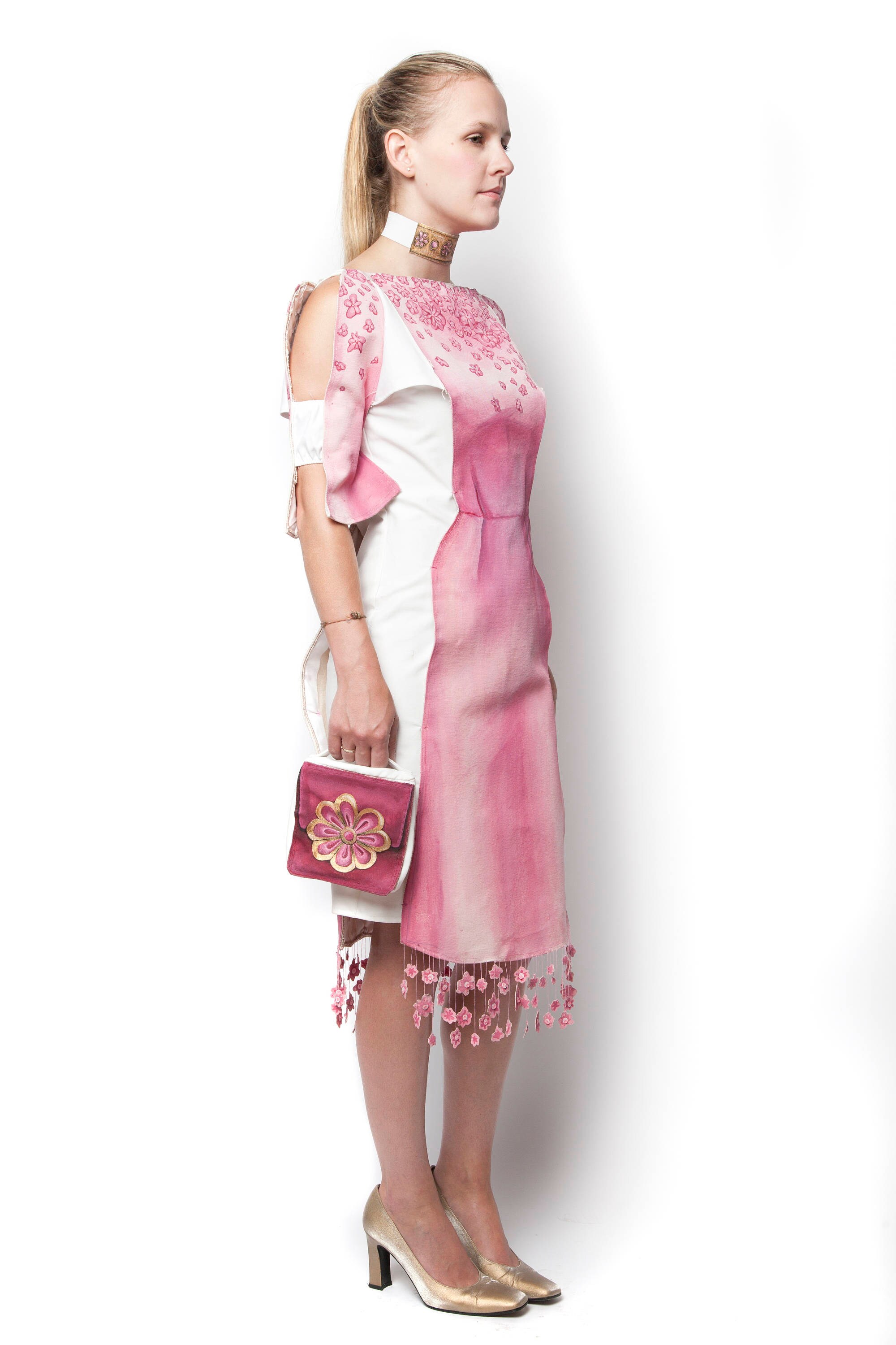 paper dolls pink floral dress