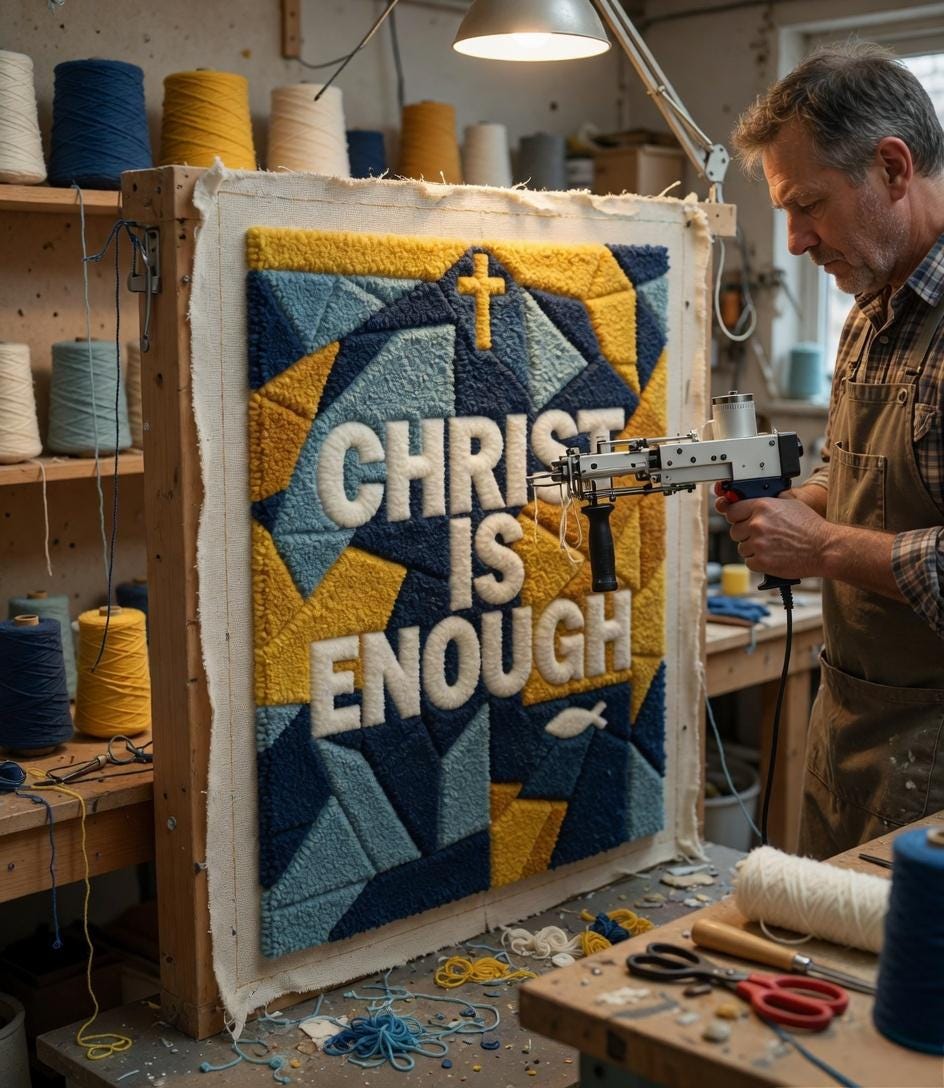 Tuft Rug Jesus Handmade 'christ is Enough' Wool Rug, Faith-inspired Geometric Area ...