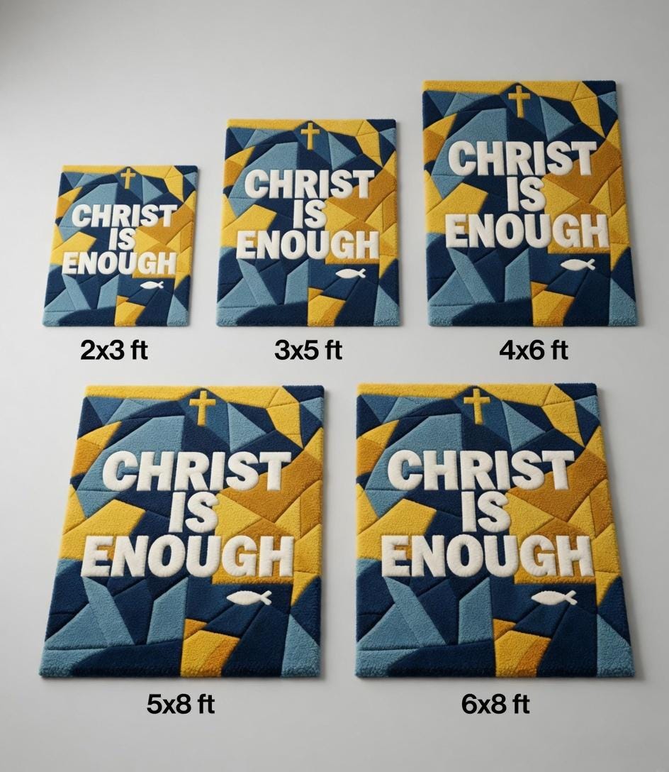 Tuft Rug Jesus Handmade 'christ is Enough' Wool Rug, Faith-inspired Geometric Area ...