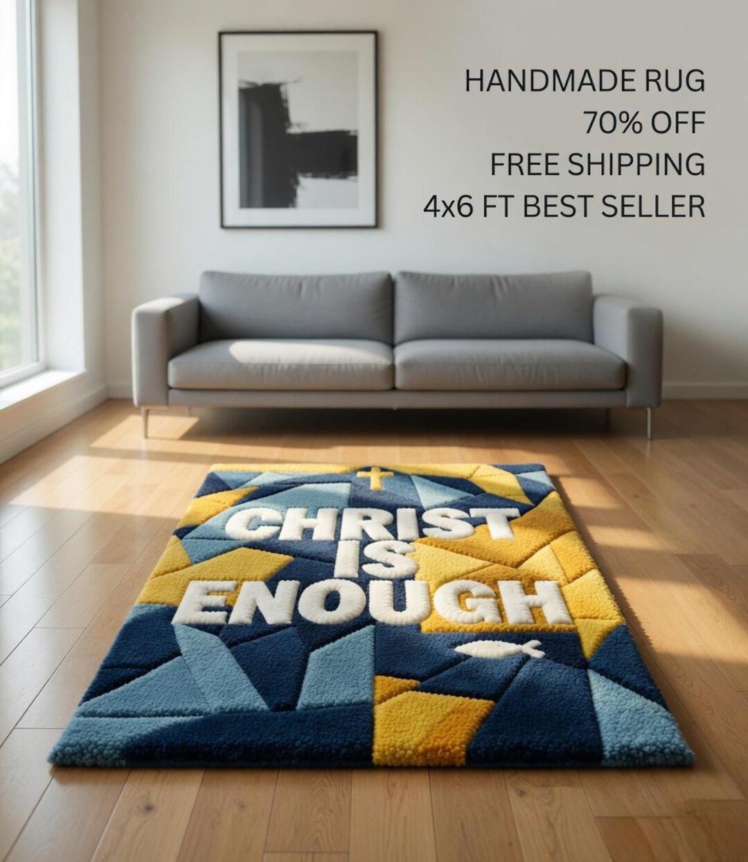 Jesus Rugs Graphics Handmade Tufted Rug