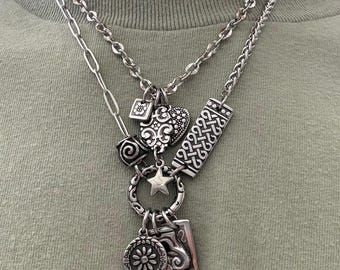 Stainless Steel Spoon Charm Stacking Necklace