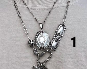 Assorted Stainless Steel Spoon Charm Stack Necklaces
