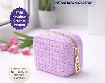 Patrón de monedero de ganchillo (PDF), tutorial de minimonedero de ganchillo, accesorio de ganchillo fácil de hacer y práctico, bonito llavero cúbico.
