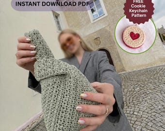 Japanese Knot Bag Pattern Crochet Pattern PDF, Mosu Bag, Easy DIY Crochet Knot Bag, Boho Handbag Tote Clutch Wristlet Purse Digital Download