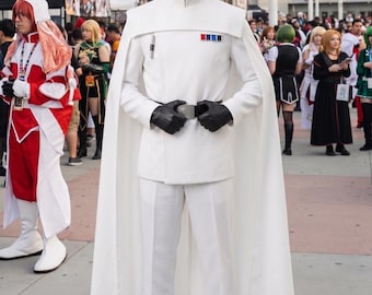 Star Wars Inspired Imperial Officer White Cape Costume, Galactic Commander Cosplay Uniform.