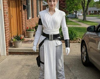 Rey Cosplay-kostym: Vit Jedi-kostym, komplett set.