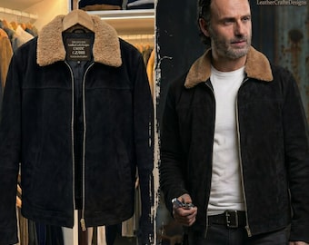 Rick Grimes sliten läderjacka med The Walking Dead-inspirerad cosplay och westernstil.