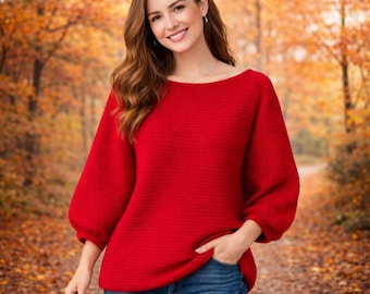 Gehaakt patroon voor eenvoudige slip-on trui PDF digitale download patroon voor gezellige gehaakte trui, geschikt voor beginners