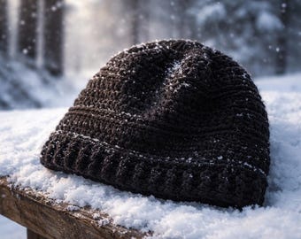 Eenvoudig haakpatroon beanie voor heren | Klassieke gehaakte muts pdf | Gemakkelijke alledaagse beanie | Geschikt voor beginners | Direct downloaden
