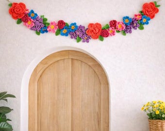 Gehaakt bloemenslingerpatroon | Gehaakte bloemenslinger pdf | Feestdecoratie gehaakt | Directe digitale download