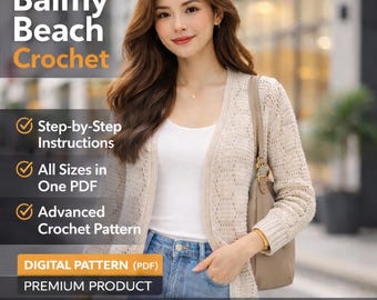 Patroon gehaakt vest Balmy Beach PDF digitale download Lichtgewicht gehaakt vestpatroon Gemakkelijk zomerlaagje