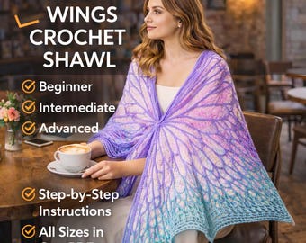 Schmetterlingsflügel Häkelschal - Leichtes Lace Wrap Pattern | Elegantes Häkeltuch Design für Anfänger bis Fortgeschrittene PDF Download-Datei