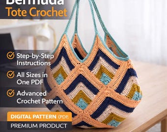 Haakpatroon bermuda-draagtas pdf digitale download Eenvoudig gehaakte draagtas zomer strandtas