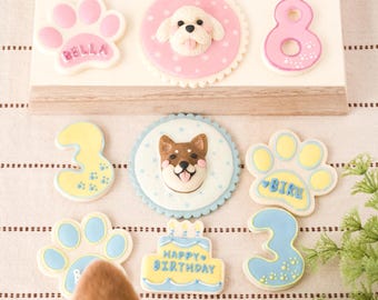 Personalized Pup Portrait Birthday Icing Cookies • All Natural Treats • Dog Biscuits