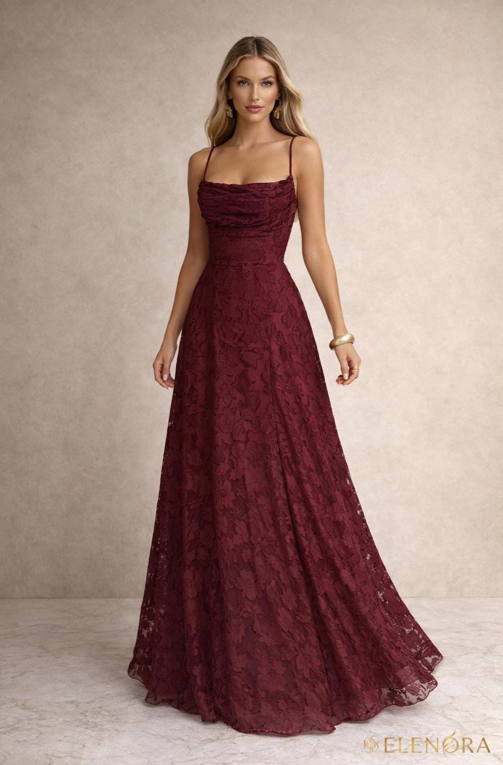 Dark Red Lace Maxi Dress - Etsy