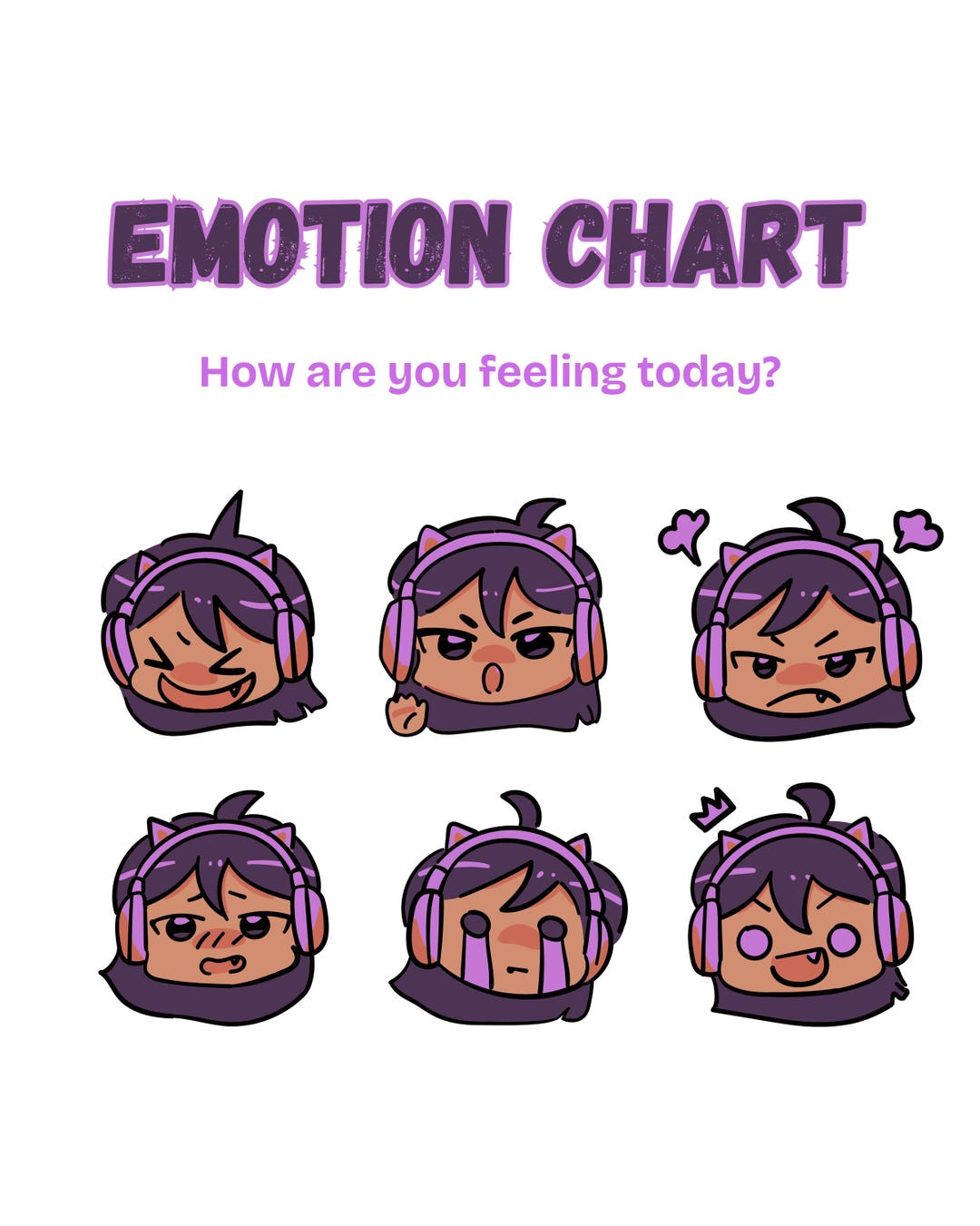 Emotion Chart Gamer 1 - White & Black Background - Etsy
