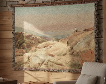 Vintage Mountain Landscape Tapestry Wall Hanging, European Countryside Art, Classic Woven Wall Decor