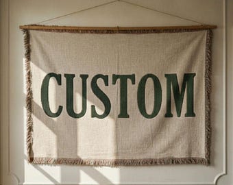 Custom Artwork Woven Tapestry Wall Hanging, Personalized Textile Wall Art, Upload Your Own Design