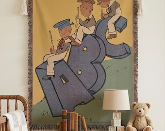 Vintage Alphabet Tapestry Wall Hanging, Storybook Nursery Letter Art, Retro Children’s Decor